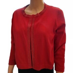 Nina Leonard Sweater Cardigan Coat Size M Sequim Claps womens used